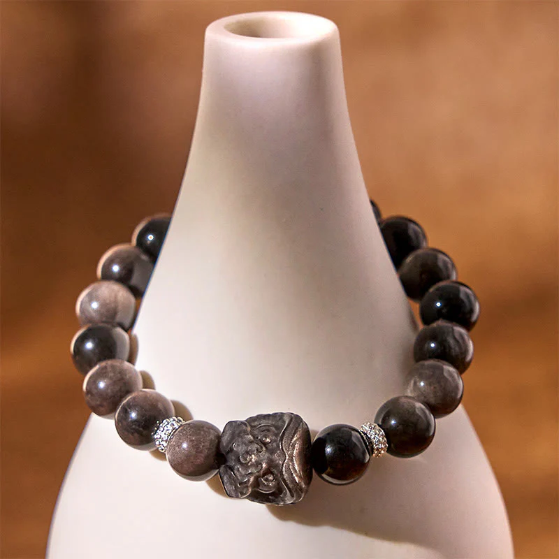 Bransoletka ochronna Buddha Stones Natural Silver Sheen Lion Dance - Image 9