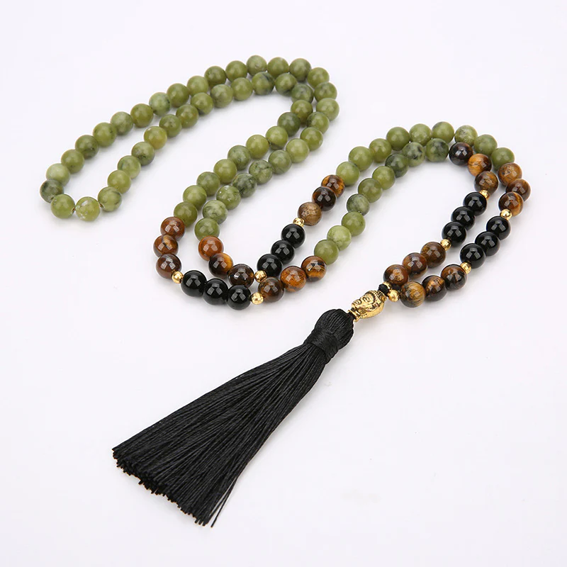 Bransoletka ochronna Mala z Buddha Stones z tybetańskiego zielonego jaspisu - Image 2