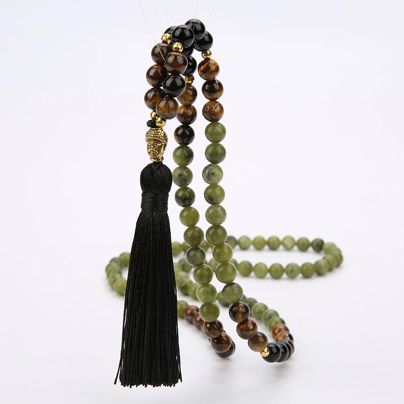 Bransoletka ochronna Mala z Buddha Stones z tybetańskiego zielonego jaspisu - Image 3