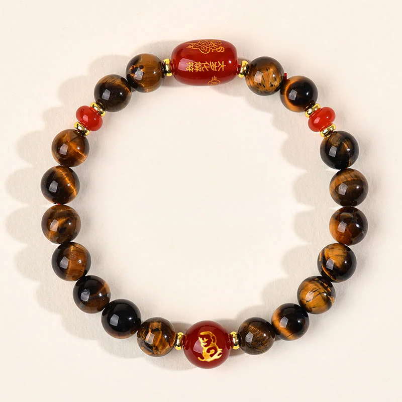Bransoletka ochronna z 12 Buddha Stones z chińskiego znaku zodiaku, naturalnym tygrysim okiem i czerwonym agatem - Image 17