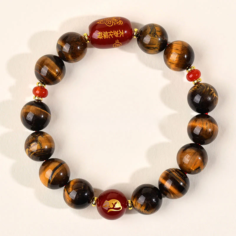 Bransoletka ochronna z 12 Buddha Stones z chińskiego znaku zodiaku, naturalnym tygrysim okiem i czerwonym agatem - Image 34