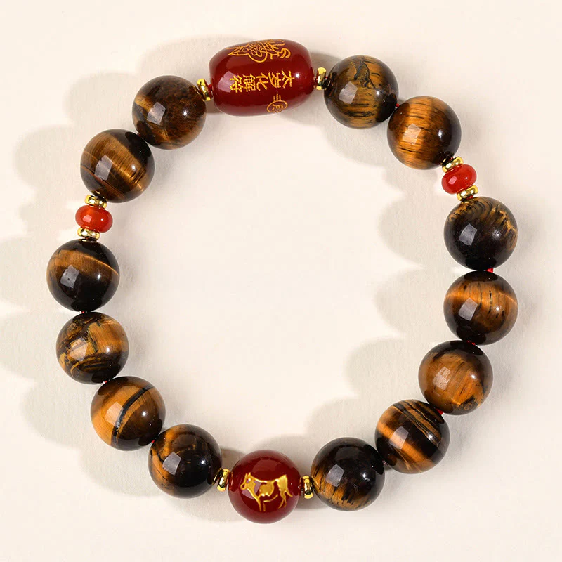 Bransoletka ochronna z 12 Buddha Stones z chińskiego znaku zodiaku, naturalnym tygrysim okiem i czerwonym agatem - Image 35