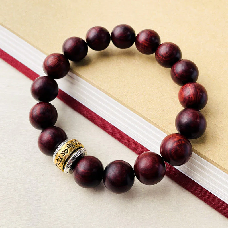 Bransoletka ochronna z amuletem z czerwonego drzewa sandałowego i Buddha Stones - Image 4