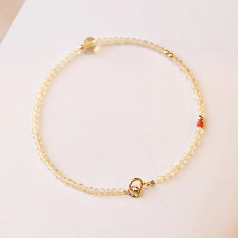 Bransoletka ochronna z Buddha Stones 2 mm Ultra-cienki cytryn 14-karatowe złoto miedziane koraliki - Image 2