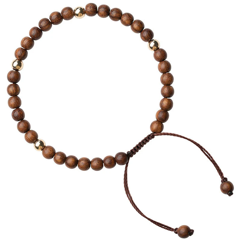 Bransoletka ochronna z Buddha Stones 4 mm Ultracienkie drewno sandałowe 14-karatowe złoto Miedziane koraliki - Image 13