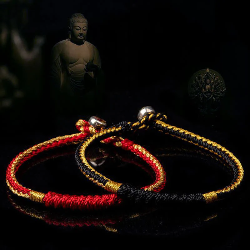 Bransoletka ochronna z Buddha Stones Tybetański ręcznie warkoczowy sznurek szczęścia - Image 2