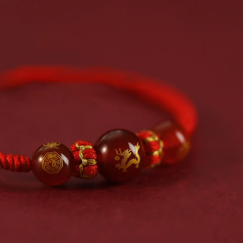 Bransoletka ochronna z czerwonego agatu Buddha Stones wykonana ręcznie z chińskiego zodiaku, czerwony sznurek pleciony - Image 20