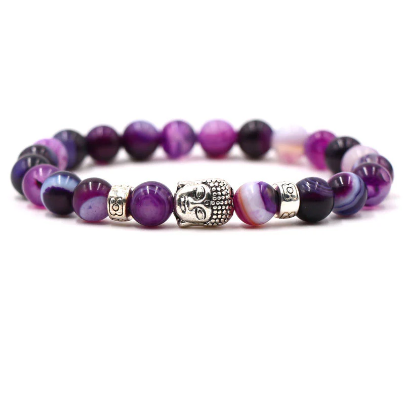 Bransoletka ochronna z fioletowym agatem Buddha Stones