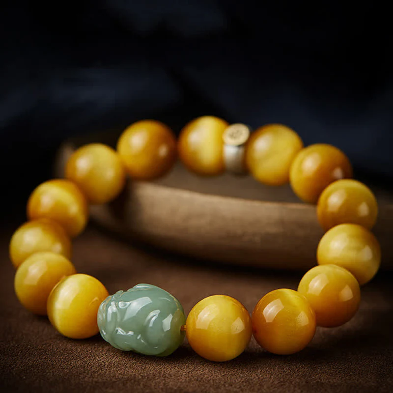 Bransoletka ochronna z jadeitu PiXiu z chińskiego zodiaku Natal Buddha Tiger Eye - Image 2