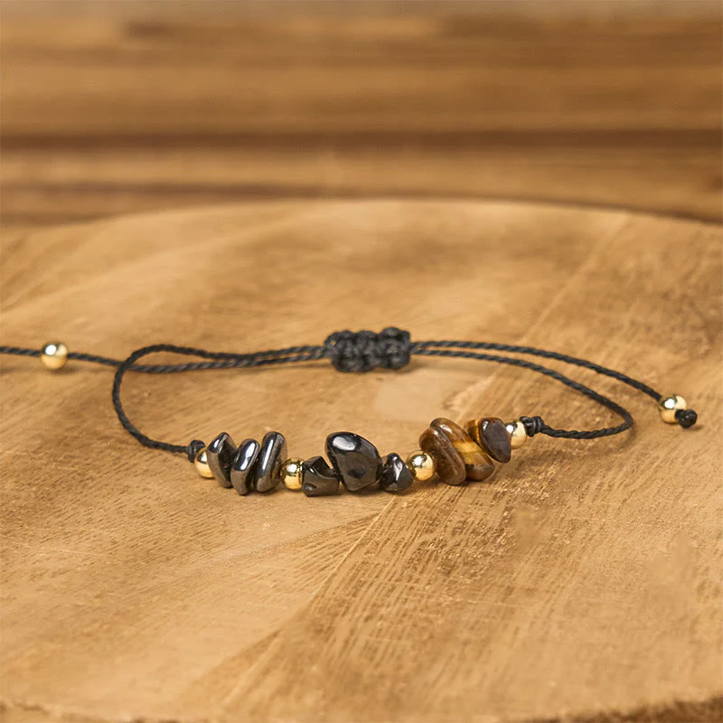 Bransoletka ochronna z liny i kart z Buddha Stones, tygrysim okiem i czarnym turmalinem pirytowym - Image 3