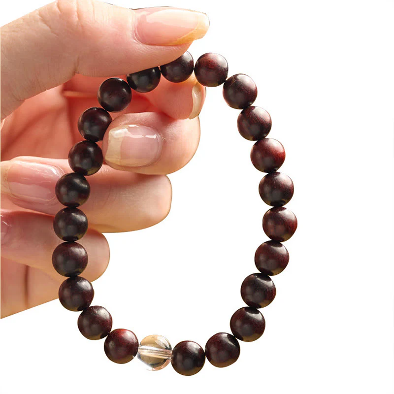 Bransoletka ochronna z małych liści z czerwonego drzewa sandałowego i białego kryształu z Buddha Stones - Image 10