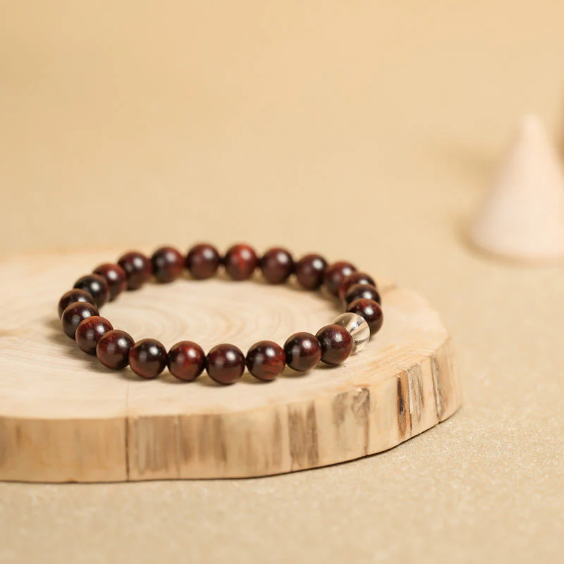 Bransoletka ochronna z małych liści z czerwonego drzewa sandałowego i białego kryształu z Buddha Stones - Image 5