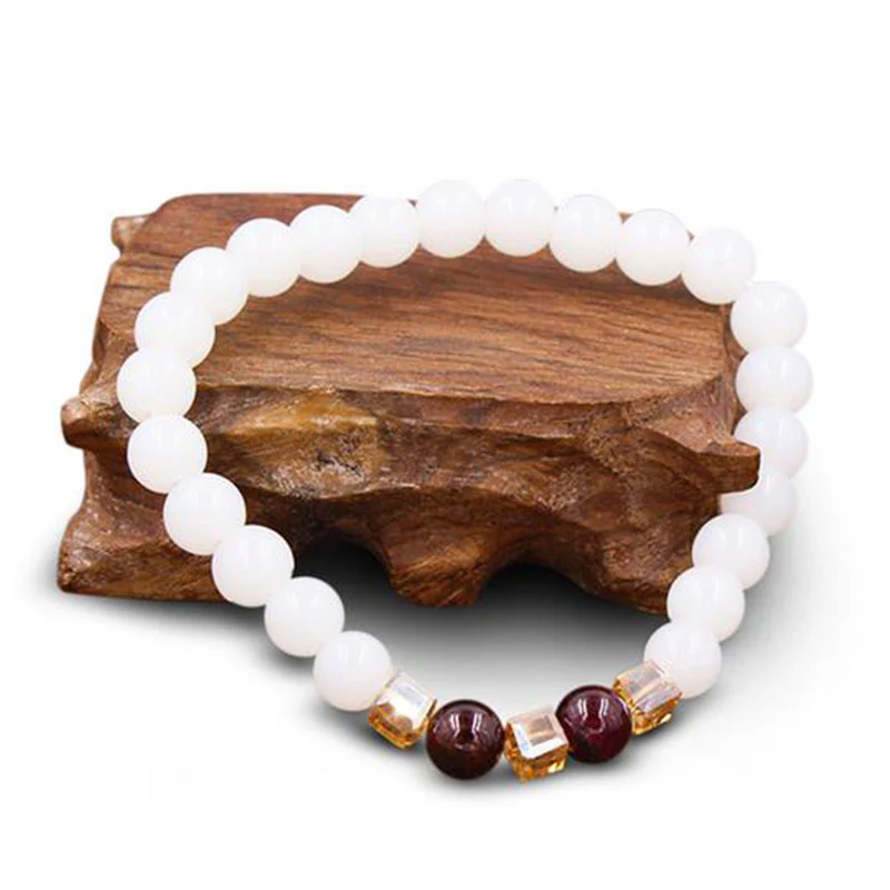 Bransoletka ochronna z naturalnego białego jadeitu z Buddha Stones - Image 3