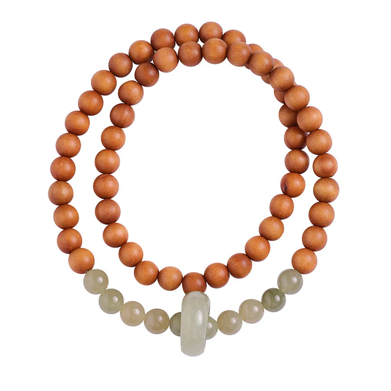 Bransoletka ochronna z podwójnym owinięciem z Buddha Stones sandałowym Hetian Jade - Image 10