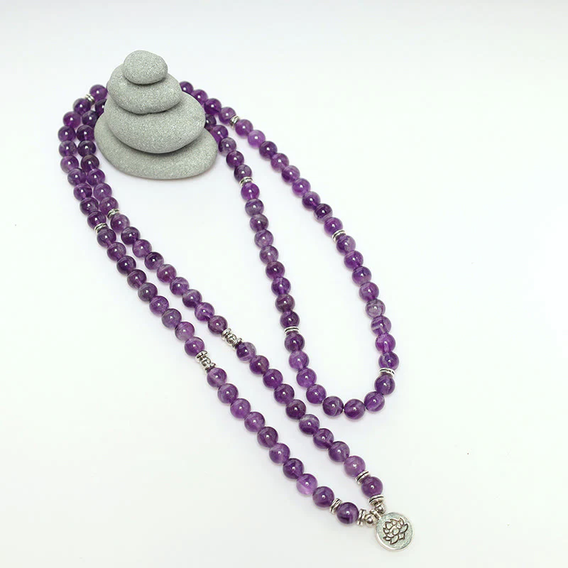 Bransoletka oczyszczająca Mala z Buddha Stones Naturalny Ametyst - Image 11
