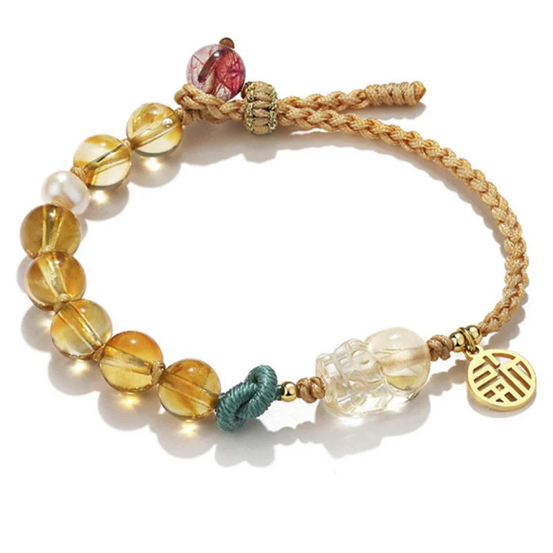 Bransoletka pleciona z Buddha Stones, cytrynu, PiXiu Fu, postaci dobrobytu - Image 4