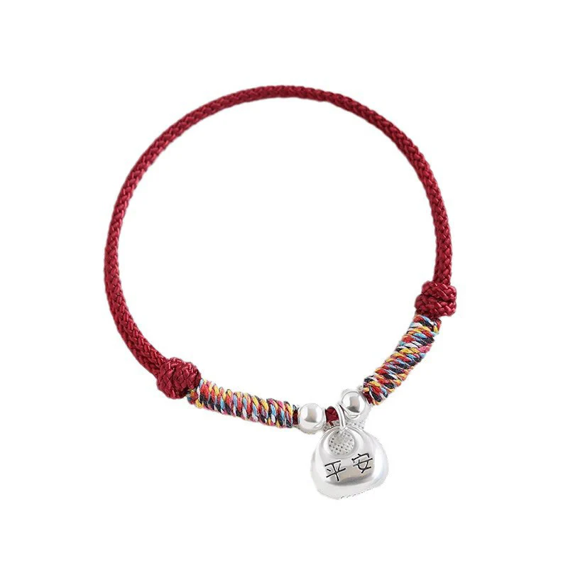 Bransoletka pleciona z Buddha Stones wykonana ręcznie ze srebra próby 925 Fu Character Safe And Well Luck - Image 13