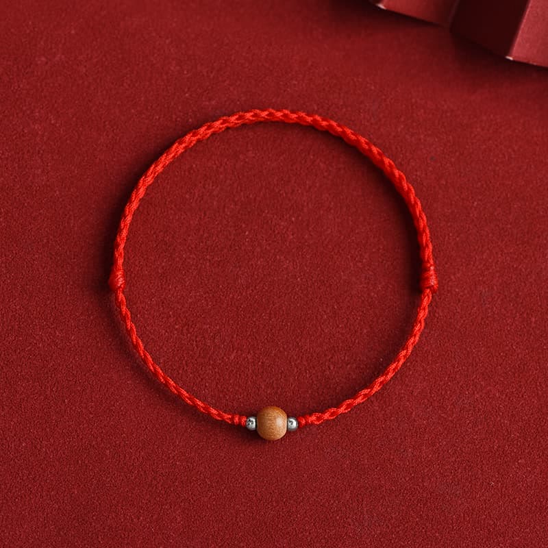 Buddha Stones Naturalne Koraliki z Drewna Brzoskwiniowego Szczęście Bransoletka Pleciona Na Kostkę - Image 10