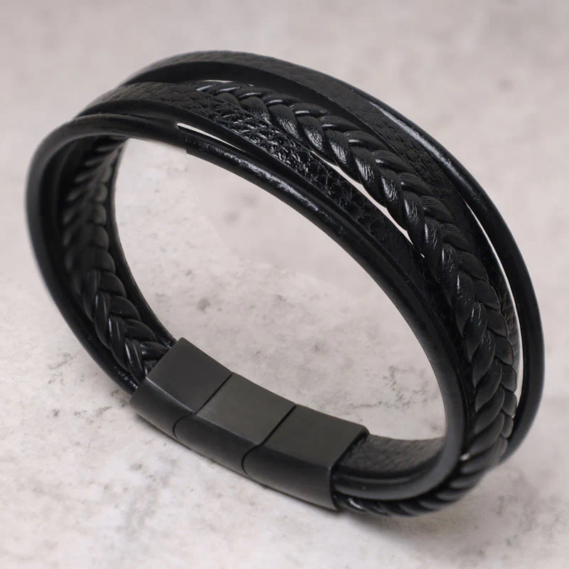 Bransoletka skórzana z Buddha Stones Natural Lava Rock Black Onyx Bead - Image 15