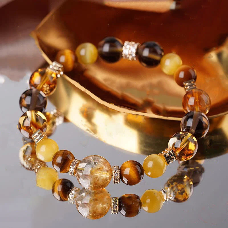 Bransoletka szczęścia Buddha Stones Citrine Topaz Tiger Eye - Image 14