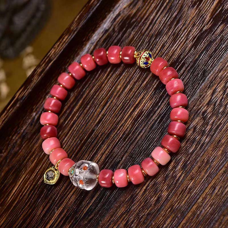 Bransoletka szczęścia z Buddha Stones buddyjskich z kości wielbłąda i miedzi z czerwonego agatu - Image 12