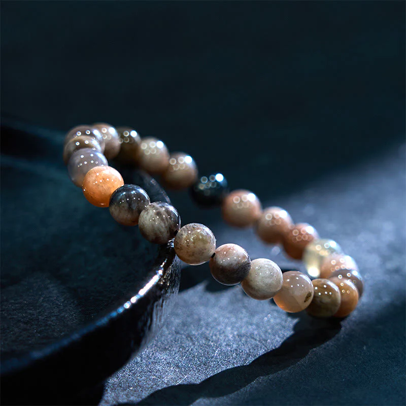Bransoletka uspokajająca z Buddha Stones i czarnym kamieniem księżycowym - Image 3