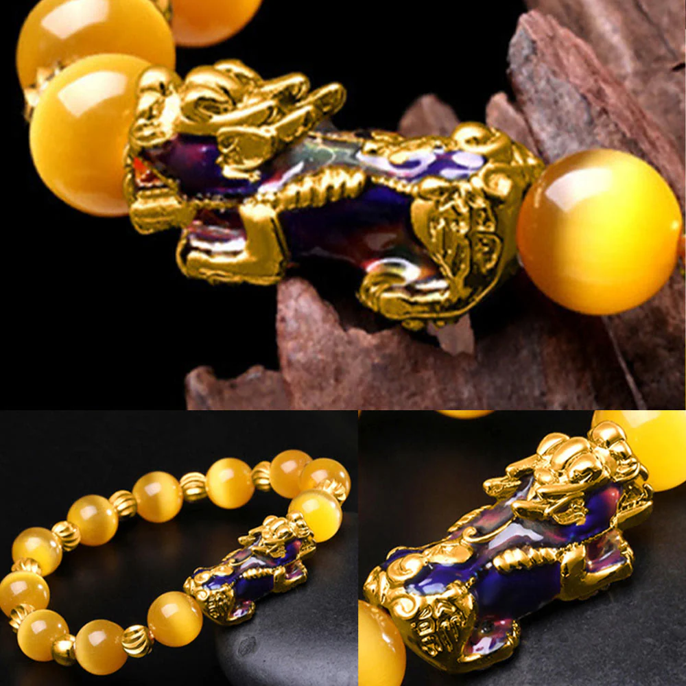 Bransoletka wspierająca PiXiu z Buddha Stones, zmieniająca kolor kociego oka - Image 4