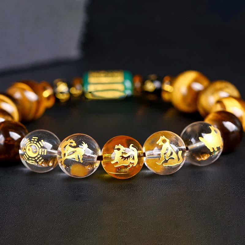 Bransoletka z Buddha Stones, chińskim znakiem zodiaku, tygrysim okiem i odwagą - Image 19