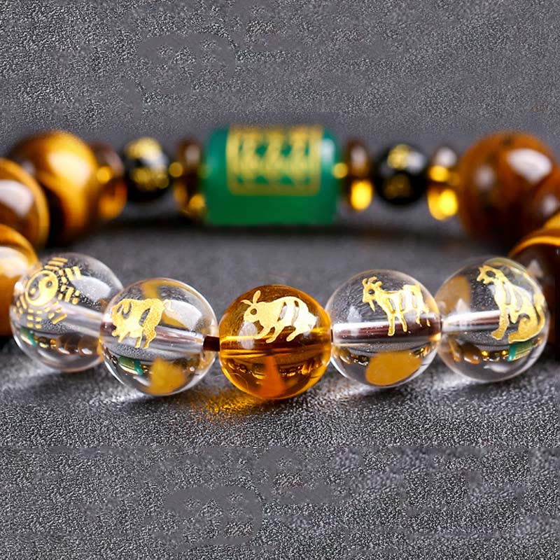 Bransoletka z Buddha Stones, chińskim znakiem zodiaku, tygrysim okiem i odwagą - Image 21