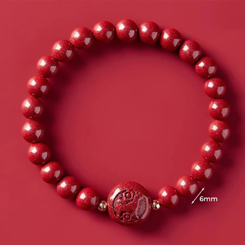 Bransoletka z Buddha Stones, chińskim zodiakiem, rokiem konia, rzeźbiona w cynobrze, z błogosławieństwem pokoju - Image 27