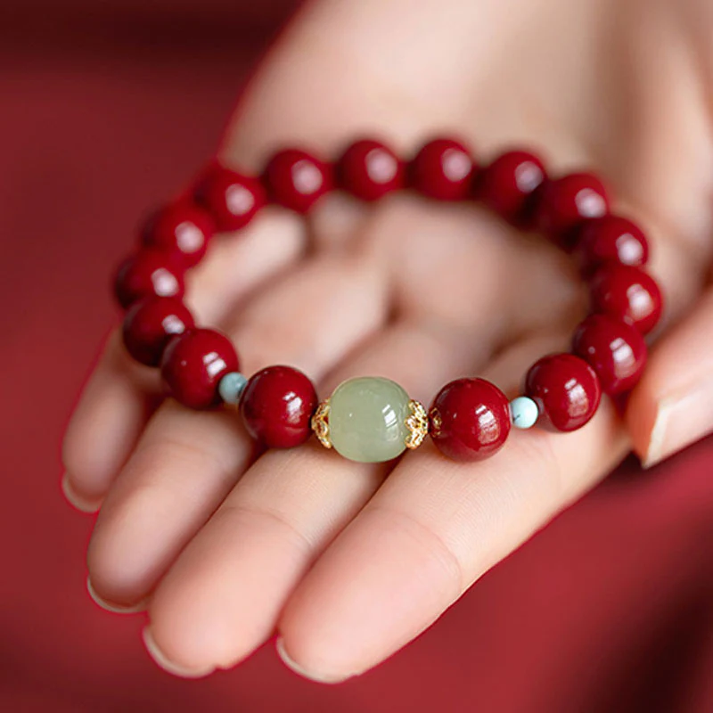 Bransoletka z Buddha Stones Cinnabar Green Aventurine Fortune Luck - Image 7