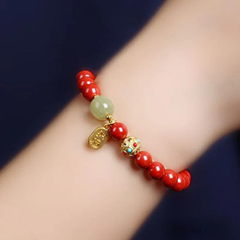 Bransoletka z Buddha Stones Cinnabar Green Aventurine Fortune Protection Charm - Image 11