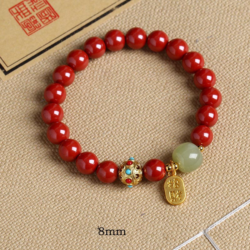 Bransoletka z Buddha Stones Cinnabar Green Aventurine Fortune Protection Charm - Image 13
