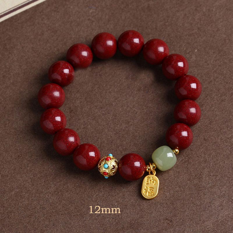 Bransoletka z Buddha Stones Cinnabar Green Aventurine Fortune Protection Charm - Image 8