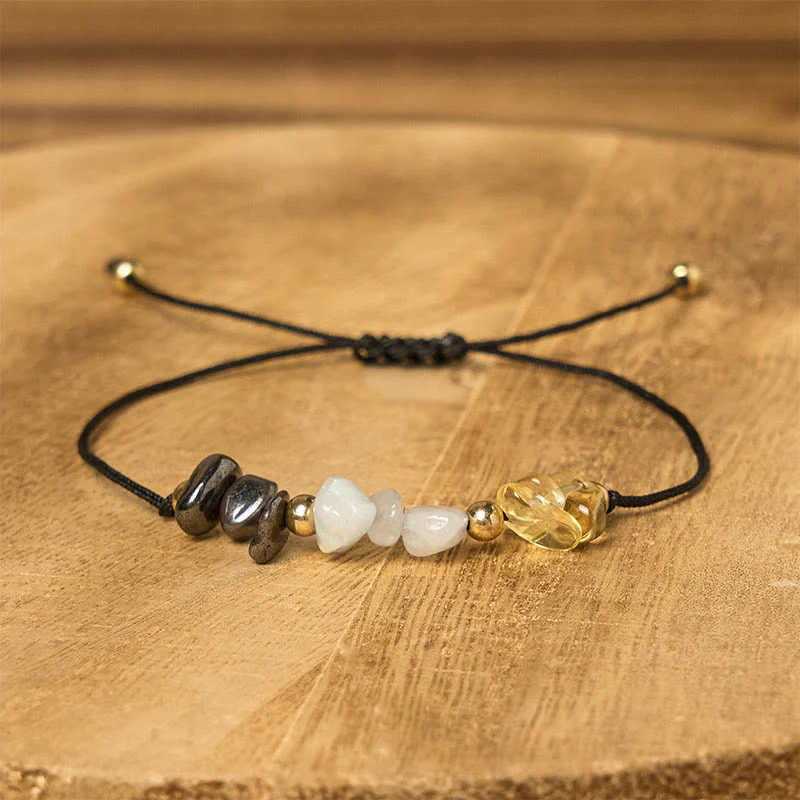 Bransoletka z Buddha Stones, cytrynem, zielonym awenturynem i pirytem, z liną sukcesu - Image 3