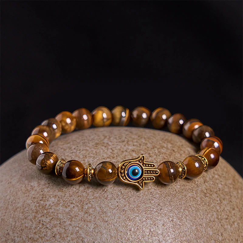 Bransoletka z Buddha Stones, koralikami tygrysiego oka i odwagą złego oka - Image 2