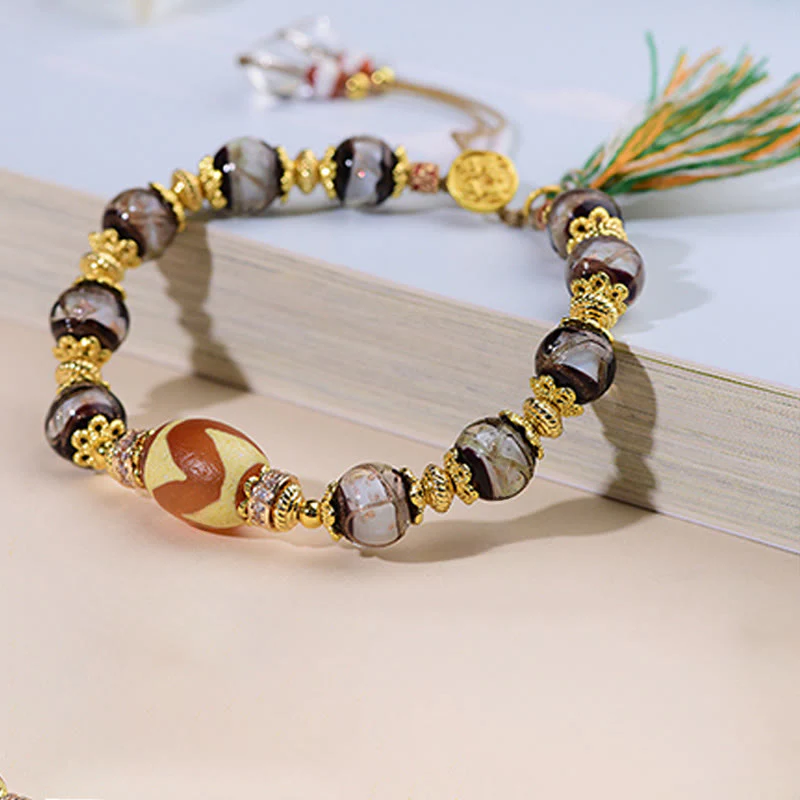 Bransoletka z Buddha Stones Liuli Glass Dzi Beads Blessings - Image 10