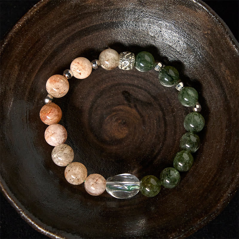 Bransoletka z Buddha Stones , naturalnym zielonym kwarcem rutylowym Super Seven Crystal Wealth - Image 3