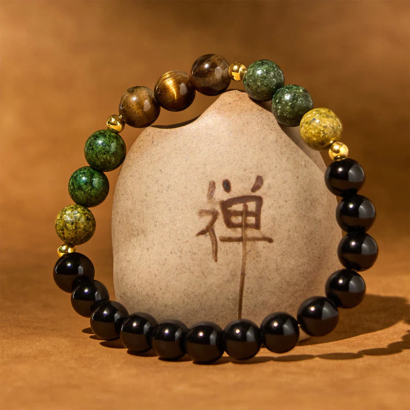 Bransoletka z Buddha Stones, turkusowymi koralikami tygrysiego oka i szklanymi koralikami Balance Serenity - Image 2