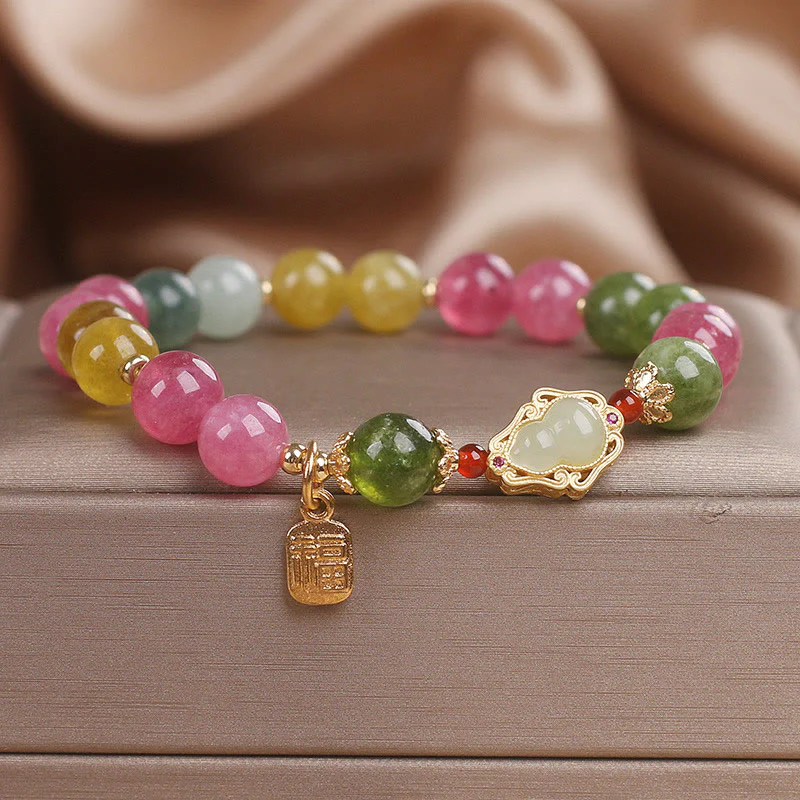 Bransoletka z Buddha Stones, turmalinem i charakterem Fu Love