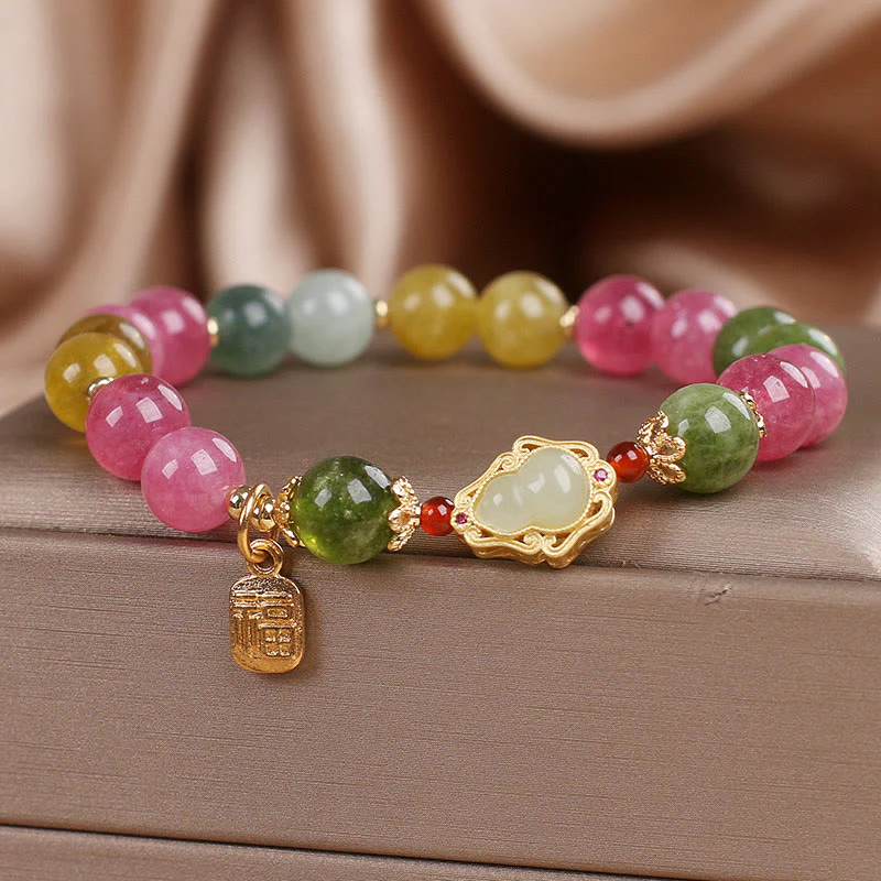 Bransoletka z Buddha Stones, turmalinem i charakterem Fu Love - Image 2