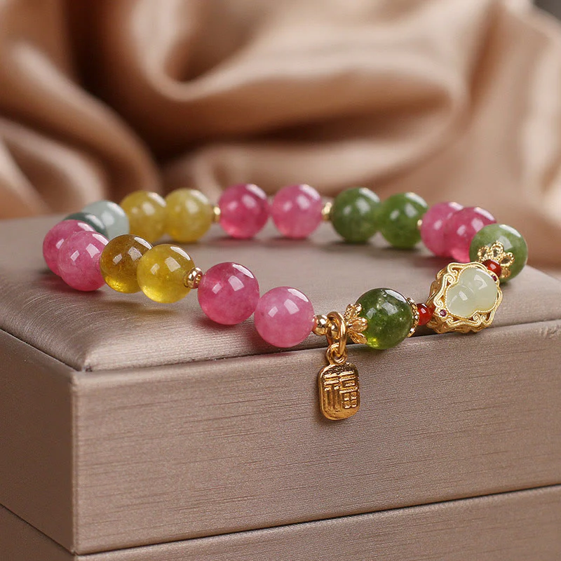 Bransoletka z Buddha Stones, turmalinem i charakterem Fu Love - Image 3