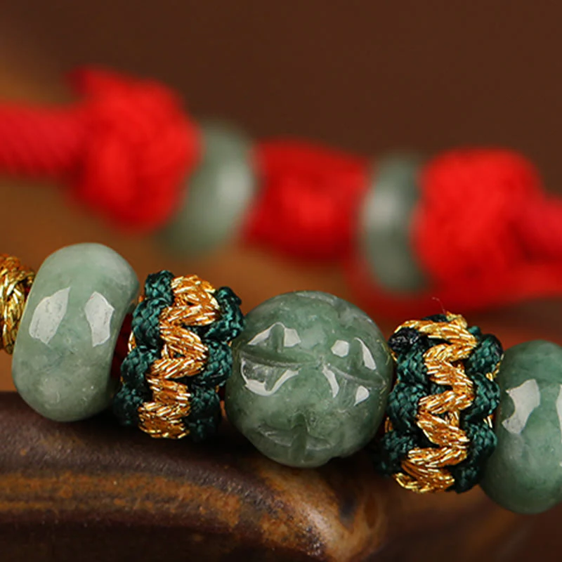 Bransoletka z Buddha Stones z jadeitu, koralików Abacus, dobrobytu, czerwonego sznurka - Image 11