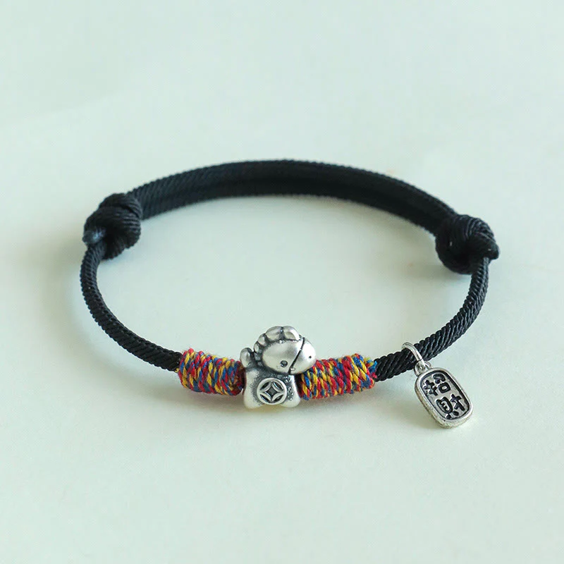 Bransoletka z Buddha Stones ze srebra próby 999, Rok Konia, Charakter Fu, Przyciąganie Szczęścia, Sznurek, Sznurek - Image 16