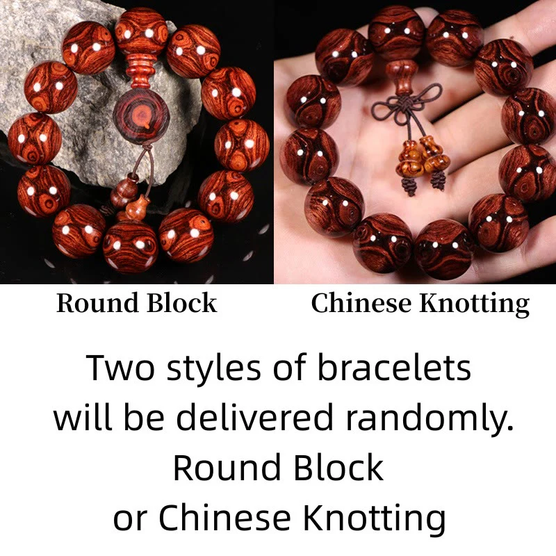 Bransoletka z ciepłego drewna palisandrowego z Buddha Stones (losowy typ) - Image 3