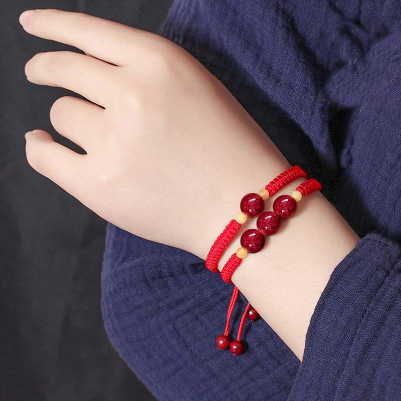 Bransoletka z czerwonego sznurka z Buddha Stones Cinnabar Blessing dla dzieci - Image 3