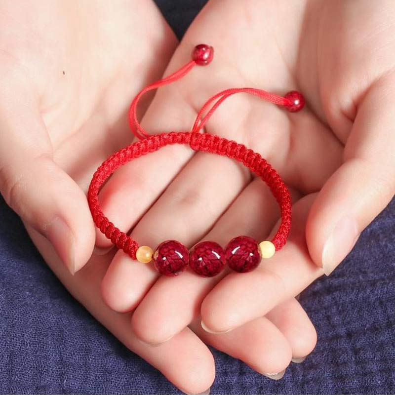 Bransoletka z czerwonego sznurka z Buddha Stones Cinnabar Blessing dla dzieci - Image 4