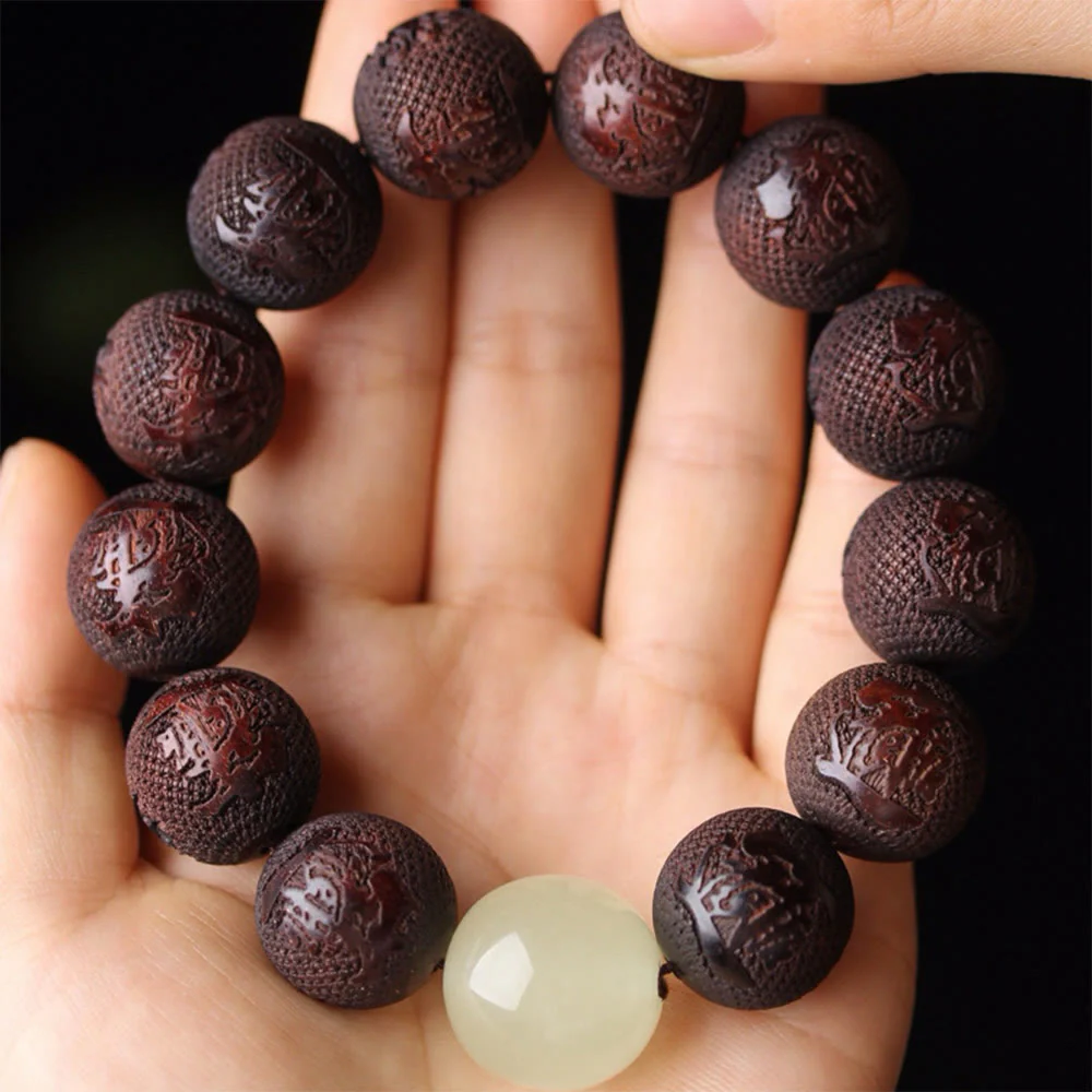 Bransoletka z grawerunkiem z palisandru tybetańskiego PiXiu Warmth Buddha Stones - Image 10