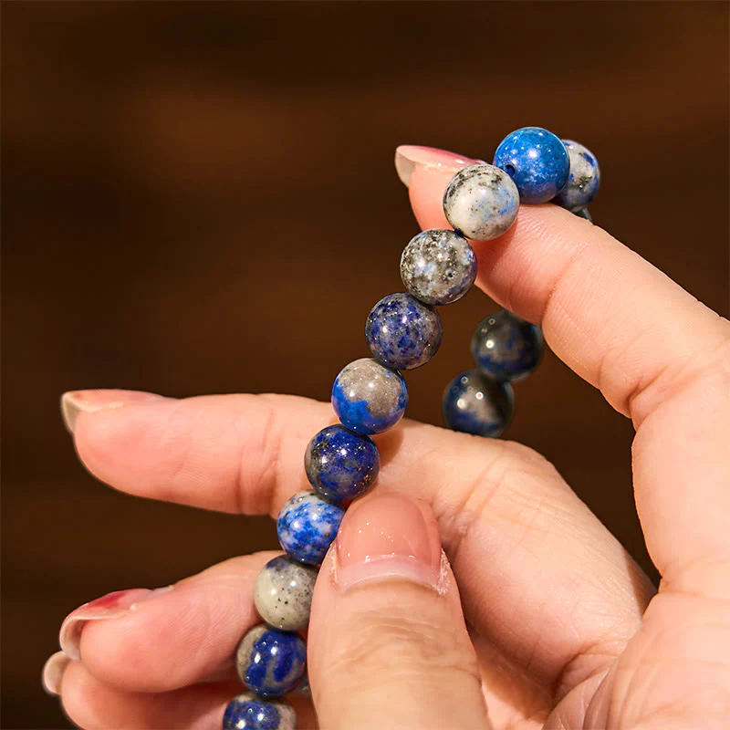 Bransoletka z kamienia buddyjskiego z lazurytem i lapis lazuli z pozytywnym nastawieniem do siebie - Image 6