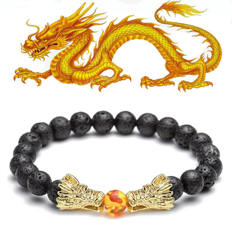 Bransoletka z koralików Buddha Stones White Turquoise Lava Rock Dragon Blessing - Image 26